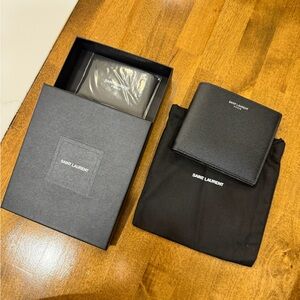 NEW Saint Laurent East/West Leather Bi-Fold Wallet